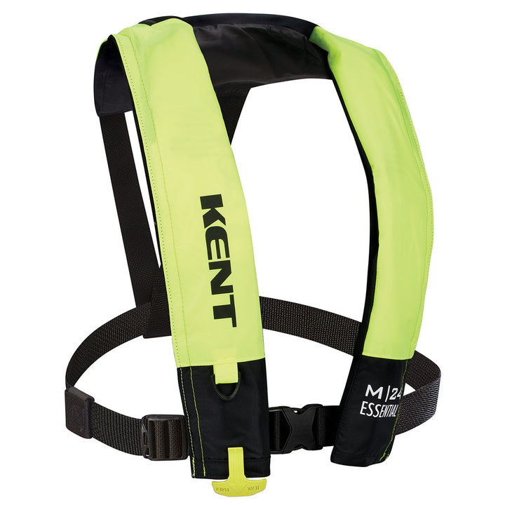 Kent M-24 yellow/black manual life jacket with buckle & CO2 inflation.