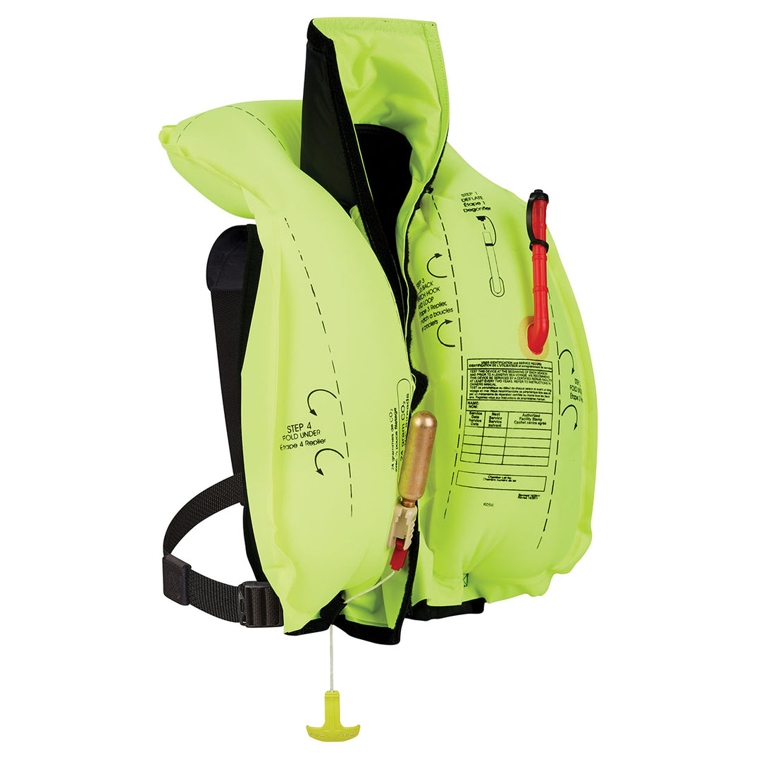M-24 Essential Manual Life Jacket, yellow with CO2 inflation and printed instructions.