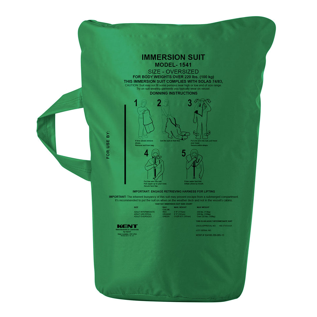 USCG Immersion Suit Bag - Oversize with printed instructions and sturdy handle.