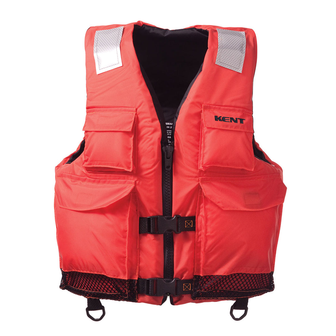 Elite Dual Sized Vest: red with black straps, cargo pockets, and reflective shoulder patches.