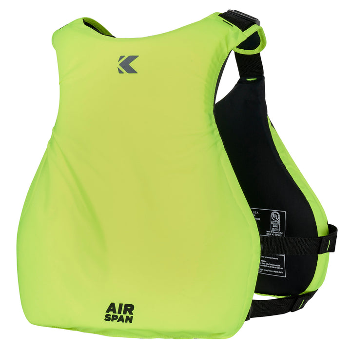 Back view of the Hi-Vis Air Span Vest in bright yellow-green with black lining.